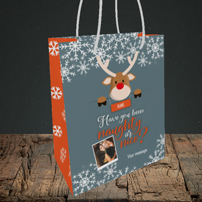 Picture of Naughty, Christmas Design, Small Portrait Gift Bag