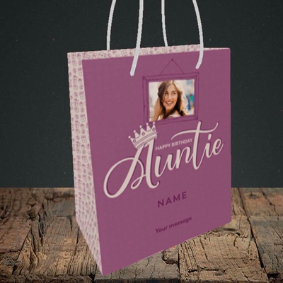 Picture of Auntie (Crown), Birthday Design, Small portrait Gift Bag