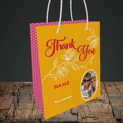 Picture of Flowers, Thank You Design, Small Portrait Gift Bag