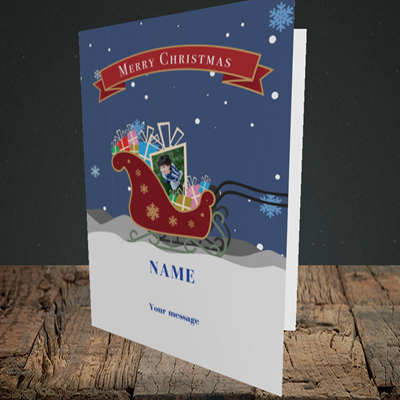 Picture of Sleigh Of Presents, Christmas Design, Portrait Greetings Card