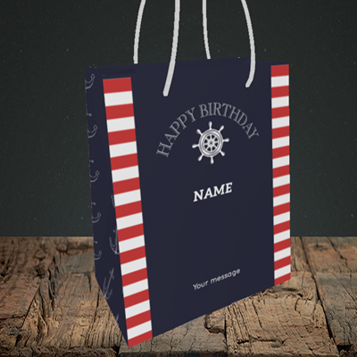 Picture of Nautical, (Without Photo) Birthday Design, Small Portrait Gift Bag