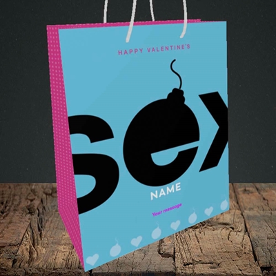 Picture of Sex Bomb - Blue(Without Photo), Valentine's Design, Medium Portrait Gift Bag