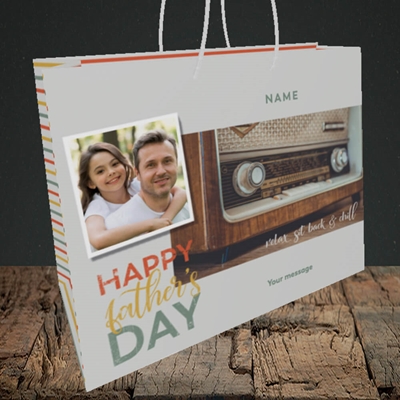 Picture of Retro Radio, Father's Day Design, Medium Landscape Gift Bag