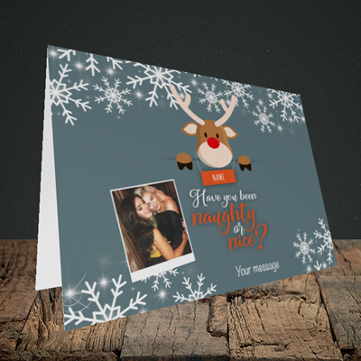 Picture of Naughty, Christmas Design, Landscape Greetings Card