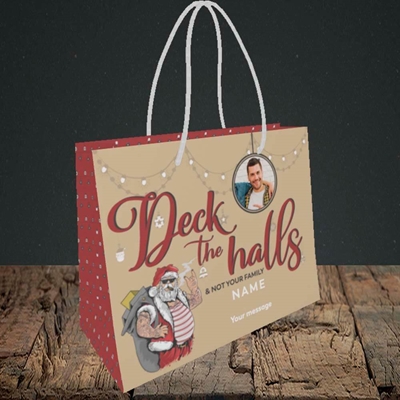 Picture of Deck The Halls, Christmas Design, Small Landscape Gift Bag