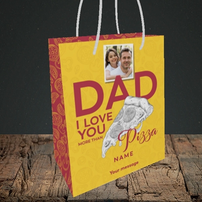 Picture of Love You More Than Pizza, Father's Day Design, Small Portrait Gift Bag