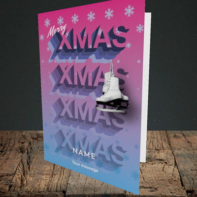Picture of Xmas Ice Skates(Without Photo), Christmas Design, Portrait Greetings Card