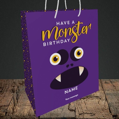 Picture of Monster Face(Without Photo), Birthday Design, Medium Portrait Gift Bag