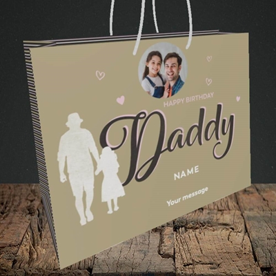 Picture of Daddy & Daughter, Birthday Design, Medium Landscape Gift Bag