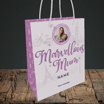 Picture of Marvellous Mum, Mother's Day Design, Small Portrait Gift Bag