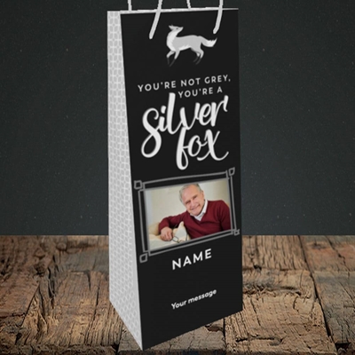 Picture of Silver Fox, Birthday Design, Bottle Bag