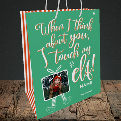 Picture of Touch My Elf, Christmas Design, Medium Portrait Gift Bag