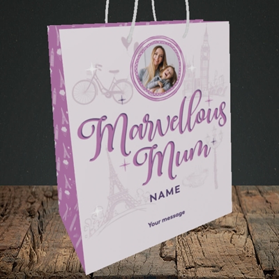 Picture of Marvellous Mum, Mother's Day Design, Medium Portrait Gift Bag