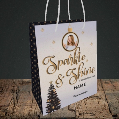 Picture of Sparkle & Shine, Christmas Design, Small Portrait Gift Bag