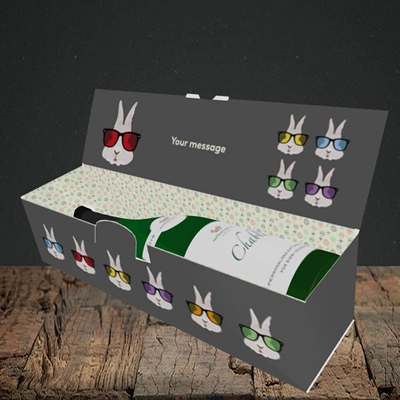 Picture of Hipster Bunnies(Without Photo), Easter Design, Lay-down Bottle Box