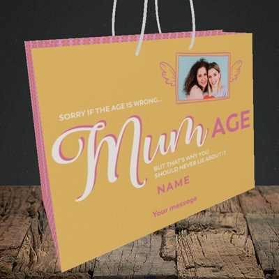 Picture of Wrong Age Mum, Birthday Design, Medium Landscape Gift Bag