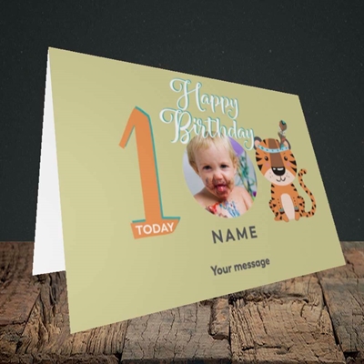 Picture of Tiger's 1st, Birthday Design, Landscape Greetings Card