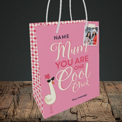 Picture of Cool Chick, Mother's Day Design, Small Portrait Gift Bag