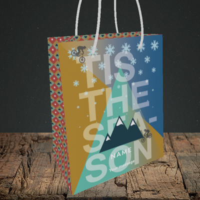 Picture of MTB Rider(Without Photo), Christmas Design, Small Portrait Gift Bag
