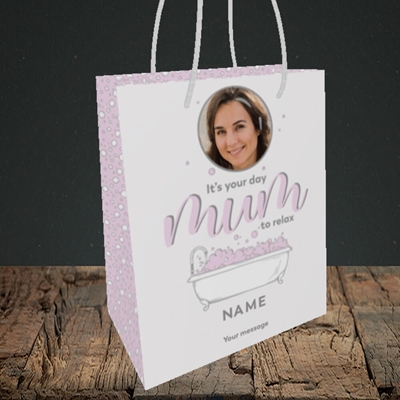 Picture of Relaxing Bath, Mother's Day Design, Small Portrait Gift Bag