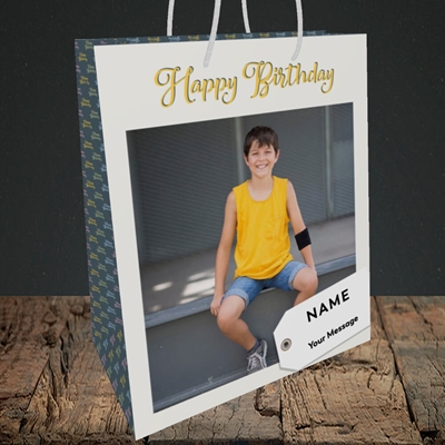 Picture of 1. A Happy Birthday, Large Photo, Birthday Design, Medium Portrait Gift Bag