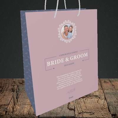 Picture of Traditional Foliage Pink B&G, Wedding Design, Medium Portrait Gift Bag