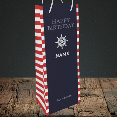 Picture of Nautical, (Without Photo) Birthday Design, Bottle Bag