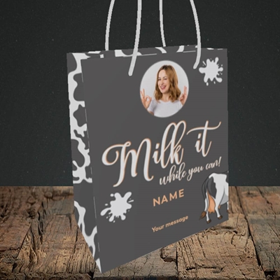 Picture of Milk It, Get Well Soon Design, Small Portrait Gift Bag
