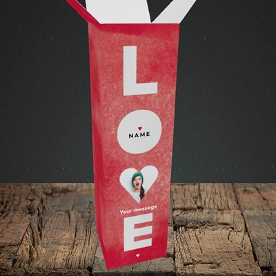 Picture of Love Type (stacked), Valentine's Design, Upright Bottle Box