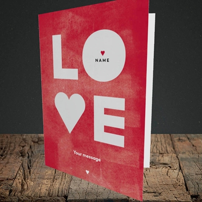 Picture of Love Type (stacked) (Without Photo), Valentine's Design, Portrait Greetings Card