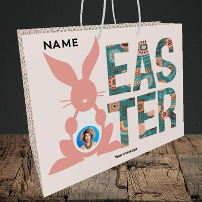 Picture of Pink Bunny, Easter Design, Medium Landscape Gift Bag