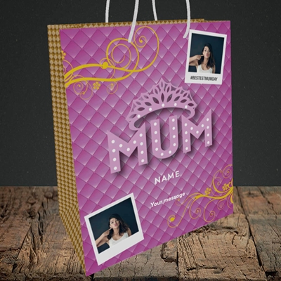 Picture of Bestest Mum, Mother's Day Design, Medium Portrait Gift Bag