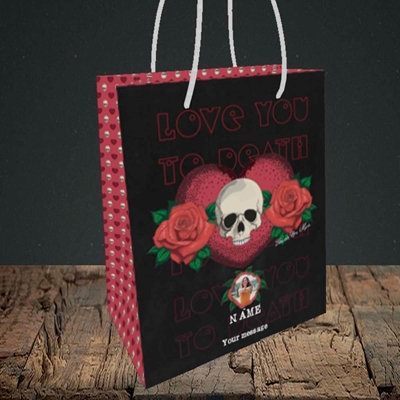 Picture of Love You To Death, Valentine's Design, Small Portrait Gift Bag