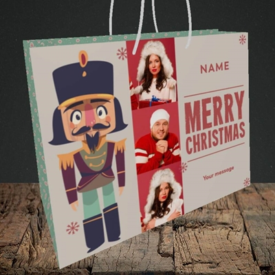 Picture of Merry Nutcracker, Christmas Design, Medium Landscape Gift Bag