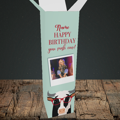 Picture of Cow, Birthday Design, Upright Bottle Box