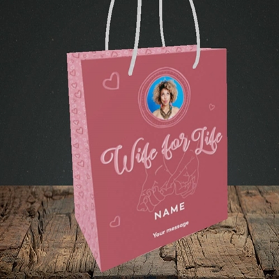 Picture of Wife For Life, Anniversary Design, Small Portrait Gift Bag