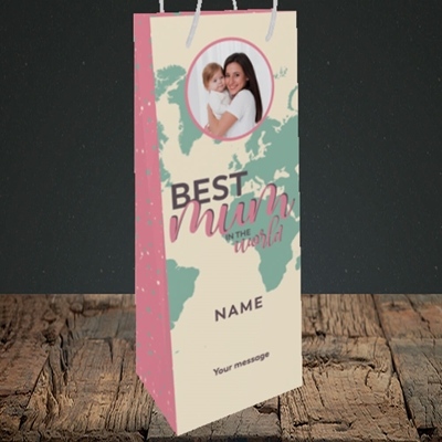 Picture of Best Mum In The World, Mother's Day Design, Bottle Bag