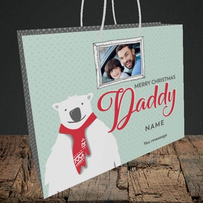 Picture of Daddy Polar Bear, Christmas Design, Medium Landscape Gift Bag