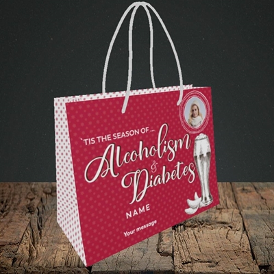 Picture of Alcoholism & Diabetes, Christmas Design, Small Landscape Gift Bag