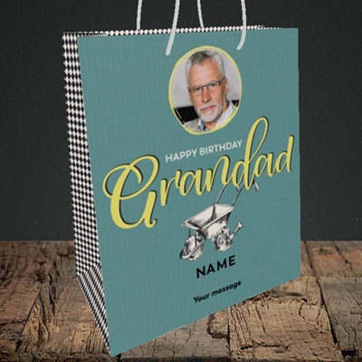 Picture of Grandad Gardening, Birthday Design, Medium Portrait Gift Bag