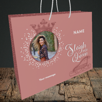 Picture of Sleigh Me Queen, Christmas Design, Medium Landscape Gift Bag