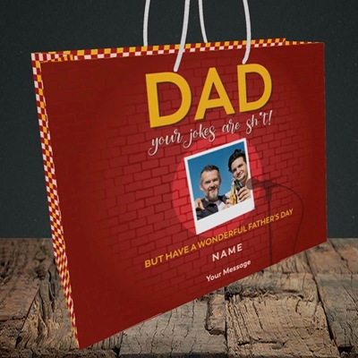 Picture of Dad Jokes, Father's Day Design, Medium Landscape Gift Bag