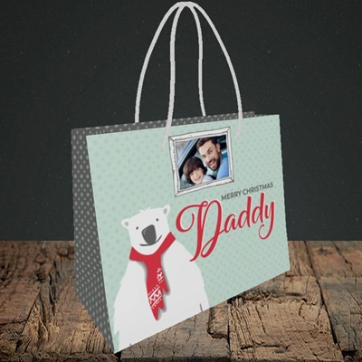 Picture of Daddy Polar Bear, Christmas Design, Small Landscape Gift Bag