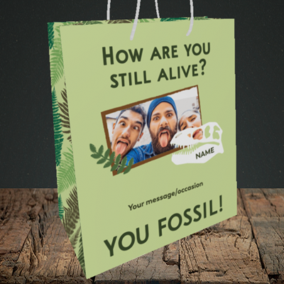 Picture of Fossil, Birthday Design, Medium Portrait Gift Bag