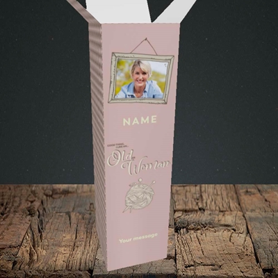 Picture of Older Woman, Birthday Design, Upright Bottle Box
