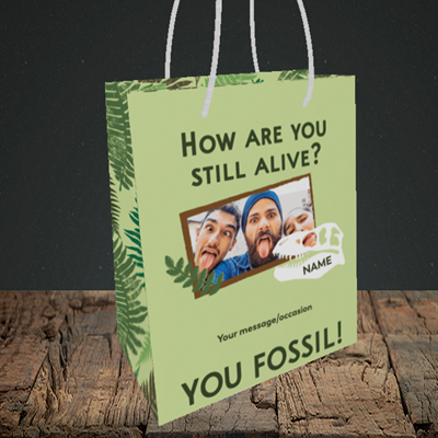 Picture of Fossil, Birthday Design, Small Portrait Gift Bag