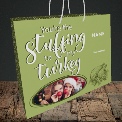 Picture of Stuffing To My Turkey, Christmas Design, Medium Landscape Gift Bag