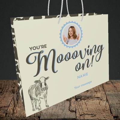 Picture of Moooving On, Leaving Design, Medium Landscape Gift Bag