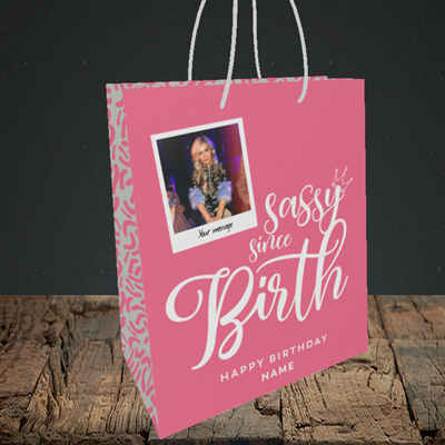 Picture of Sassy, Birthday Design, Small Portrait Gift Bag