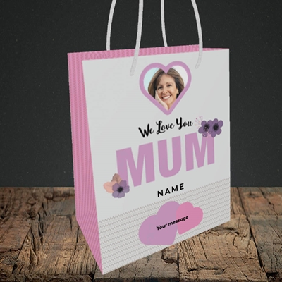 Picture of We Love Mum, Mother's Day Design, Small Portrait Gift Bag